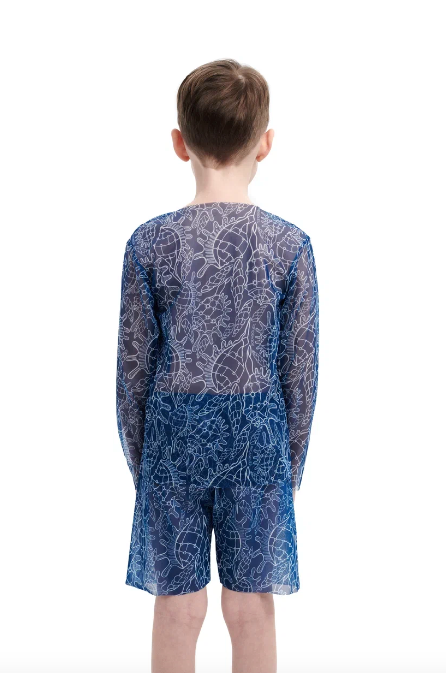 Explore our Shells print Kid's Smart T-shirt and Shorts with SPF35 protection. This file highlights eco-friendly swimwear, combining classic luxury and safety to ensure your child enjoys stylish and secure beachwear. Shop now!